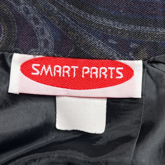 Vintage 90s Smart Parts Paisley Rocaille Print Midi Pencil Skirt Navy Whimsigoth - Picture 2 of 5